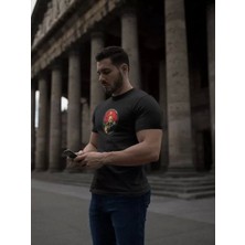 Fy Butik Unisex Bisiklet Yaka Baskılı Oversize T-Shirt - Siyah