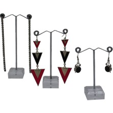 Mini Metal Küpe Standı, 3'lü Set, Şık ve Pratik Tasarım, Beyaz Renk