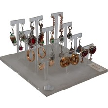 Beyaz Pleksi 12'li Geçmeli Küpe Standı, Şık ve Kullanışlı Dekoratif Düzenleme