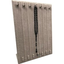 Keten Kumaş Ayaklı Sergileme Standı, Bej, 35/25 Cm, Tırnaklı ve Yüzükli Tasarım