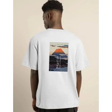 Fy Butik Unisex Bisiklet Yaka Baskılı Oversize T-Shirt - Beyaz