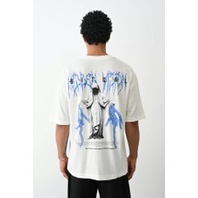 Fy Butik Unisex Baskılı Oversize T-Shirt - Beyaz