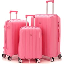 Üçlü Polipropilen Valiz Seti V305 Pembe