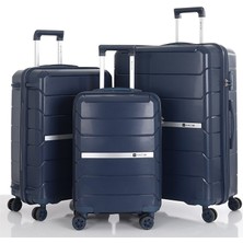 Üçlü Polipropilen Valiz Seti V366 Lacivert