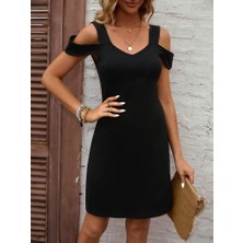 La Mode Istanbul Kadın Askılı Soğuk Omuz Detaylı Modal Elbise