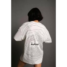 Fy Butik Bisiklet Yakalı Sırt Baskılı Oversize T-Shirt - Beyaz