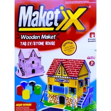 Vip Maket Boyanabi̇li̇r Ahşap Taş Ev 6 Renk Akri̇li̇k Boya Ahşap Eği̇ti̇ci̇ Oyuncak Ahşap Boyama Ahşap Ev