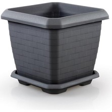 SO-HK04 Hisar Kare Tabaklı Saksı 44 Lt No 4 Antrasit