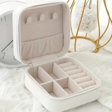 Mini Beyaz Taşınabilir Seyahat Takı Çantası, Şık ve Kullanışlı Taşınabilir Saklama Çözümü