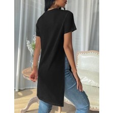 Fy Butik Kadın Yandan Yırtmaçlı Sandy Kumaş Bluz