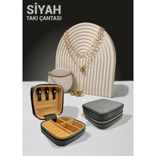 Siyah Takı Saklama Kutusu, Kolye, Yüzük ve Küpe Düzenleyici