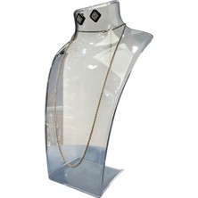 Akrilik Kolye Teşhir ve Saklama Standı, Şeffaf 19X30 Cm, Beyaz Renk