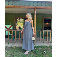 Kadın Askılı Elbise Antrasit