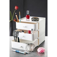 3'lü Çok Amaçlı Takı ve Kozmetik Düzenleyici Beyaz