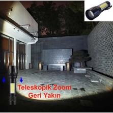 Powerdex Mini Çok Güçlü Teleskopik Zoomlu Şarjlı Kutulu El Feneri 3 Mod Metal Fener (2 Aydınlatma 1 Selektör)