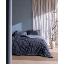 Madame Coco Lumi Çift Kişilik Pamuklu Penye Lastikli Nevresim Takımı - İndigo