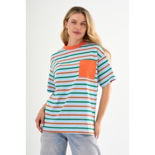 Alexandergardı Cep Detaylı Çizgili T-Shirt