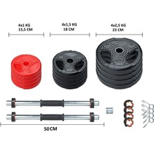 Ecgspor 22 kg Grip Plate Multifonksiyonel Turuncu Siyah Halter Seti ve Dambıl Seti