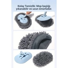 Mikrofiber Araba Yıkama Fırçası Uzun Saplı Detay Fırçası Oto Mopu- Temizlik Bezi Hediyeli