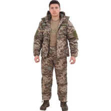 Işik Ticaret Single Sword Su Geçirmez Kışlık Softshell Mont&Pantolon Salopet Takım - PİKSEL-2XL