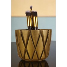 Şık Altın Eskitme Makyaj Organizeri ve Fırça Seti, Pratik ve Zarif Tasarım