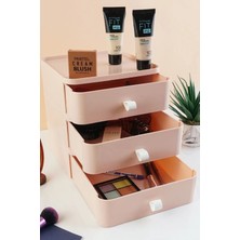 3 Katlı Pembe Masaüstü Organizer, Takı ve Aksesuar Saklama Kutusu