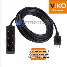 Multi-Let | Üçlü 25 Metre Topraklı Çocuk Korumalı Grup Priz - 3'lü, 25 M, Siyah 3x1.5 Ttr (Tam Bakır) Kablolu