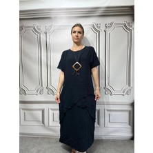 Kadın Kolye Hediyeli Pamuklu Kat Kat Elbise