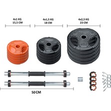 Ecgspor 22 kg Grip Plate Multifonksiyonel Turuncu Siyah Halter Seti ve Dambıl Seti