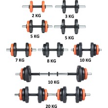 Ecgspor 22 kg Grip Plate Multifonksiyonel Turuncu Siyah Halter Seti ve Dambıl Seti