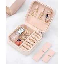 Pembe Seyahat Boy Takı Organizeri Mücevher Kutusu ve Aksesuar Çantası