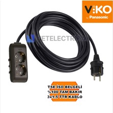 Multi-Let | Ikili 19 Metre Topraklı Çocuk Korumalı Grup Priz - 2'li, 19 M, Siyah 3x1.5 Ttr (Tam Bakır) Kablolu