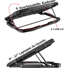 Blueforce Sx-15 Speeder 9-17 " 4 Fanlı Notebook Soğutucu LCD Ekranlı Kademeli Siyah