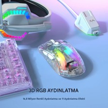 Attack Shark X2 Pro Kablosuz Şeffaf Gaming Mouse, Şarj Istasyonlu, Sessiz Bluetooth Oyuncu Mouse, 3 Modlu (Bt5.0/2.4g/kablolu) Ergonomik Rgb Mouse 4000 Dpı, Pixart PAW3212, Pc/mac