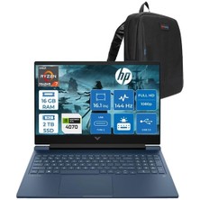Victus 16-S0007NT Ryzen 7 7840HS 16GB Ddr5 2tb SSD 8GB/RTX4070/120W 16.1" 144Hz IPS Fhd Windows 11 Pro Taşınabilir Bilgisayar HP7Z581EAP02 + Zettaçanta