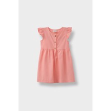 DeFacto Basic Düz Kısa Kollu Flamlı Poplin Yazlık Elbise Kız Bebek Z7402A225SM