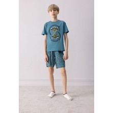DeFacto %100 Pamuklu Regular Fit Desenli Beli Lastikli Pijama Takımı Erkek Çocuk D9989A825SM