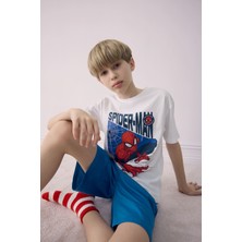DeFacto Erkek Çocuk Marvel Spiderman Pijama Takımı Kısa Kollu Üst Şort E0343A825SM