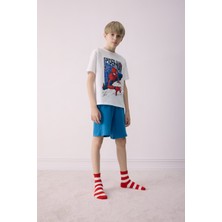 DeFacto Erkek Çocuk Marvel Spiderman Pijama Takımı Kısa Kollu Üst Şort E0343A825SM