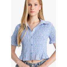 DeFacto Fitted Dokulu Kısa Kollu Gömlek F4645AX25HS