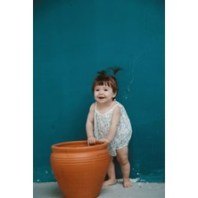 Mavi Çiçek Baskılı Bebek Ip Askılı Tulum