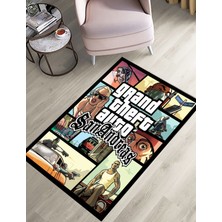 Gta San Andreas Görselli Halı – Kaymaz Taban, Süngerli Yüzey, Makinede Yıkanabilir Gamer Halı