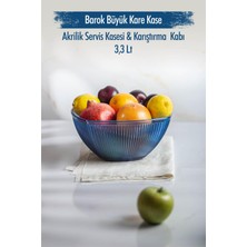 Bemy Çarşı Akrilik Barok Lacivert Büyük Kare Meyve & Salata Kasesi & Karıştırma Kabı / 3,3 Lt  (Cam Değildir)