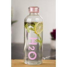 Bemy Çarşı H2O Borosilikat Cam Matara Vakum Kapaklı Su Şişesi Suluk Pembe 1000 ml