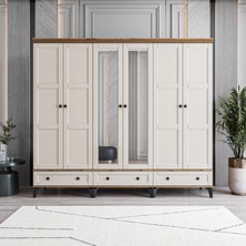 Monzio Karin 6 Kapaklı Çekmeceli Gardırop Tamamı MDF (Aytaşı)