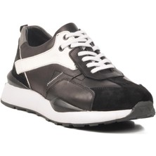 2Y1076-6285 M Siyah-Beyaz Hakiki Deri Erkek Sneaker