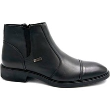 Beyaz (Tahir Türk) Hakiki Deri Termo Kaymaz Taban Fermuarlı Günlük Erkek Klasik Bot Siyah