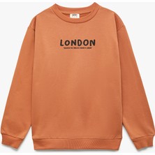 Koton Pamuklu Uzun Kollu Bisiklet Yaka Baskılı Oversize Sweatshirt