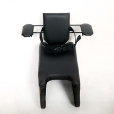 Kymco Skytown Motosiklet Çocuk Koltuğu, Emniyet Kemerli, Siyah Deri, Kollu, 2-8 Yaş Arası, Hediyeli