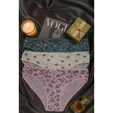 Kadın Pamuklu Desenli Slip Külot 3’lü Set - Çiçekli & baskılı